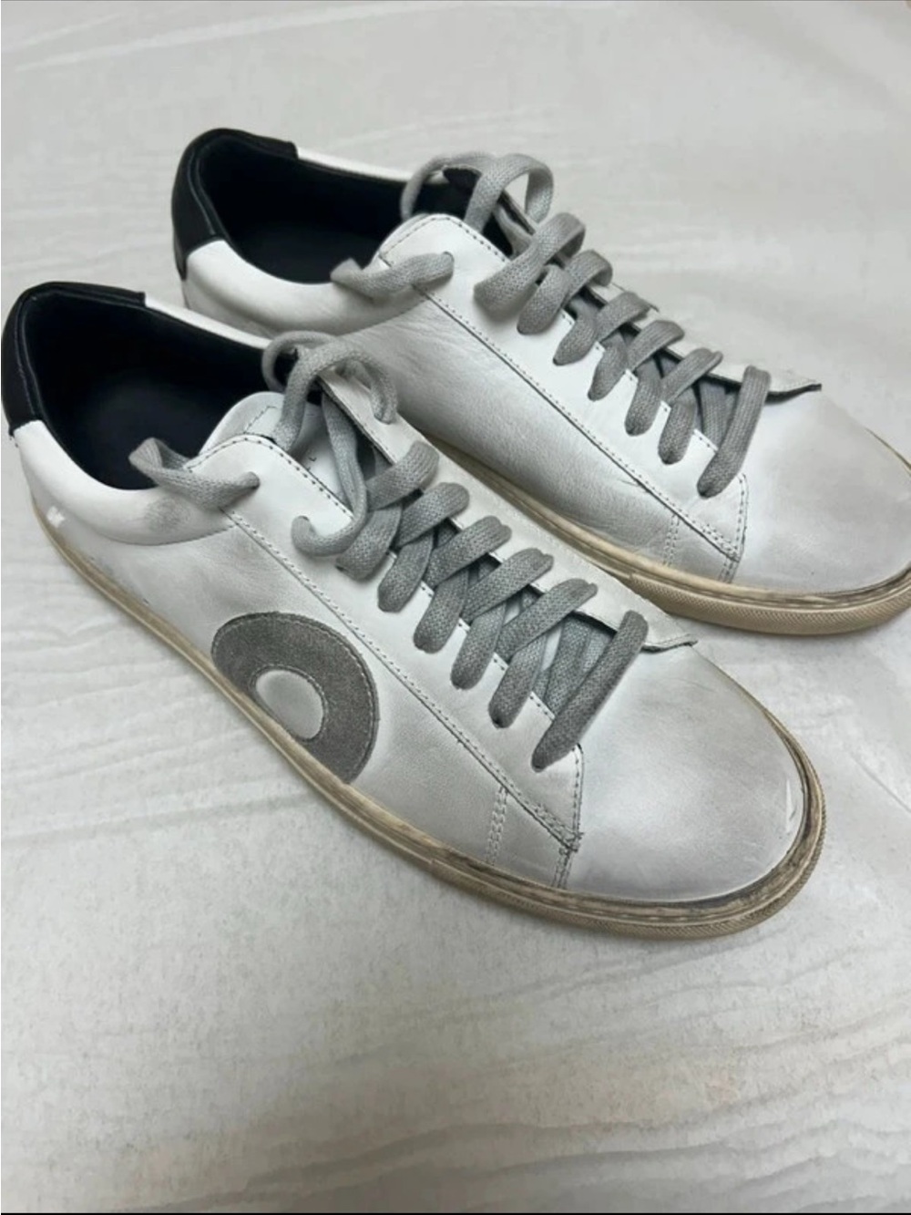 Oliver Cabell Women’s Low 1 White Leather Distressed Sneakers Size 39 Italy